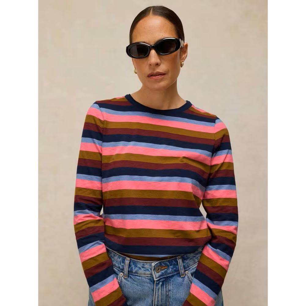 White Stuff Clara Stripe Tee Pink Multi